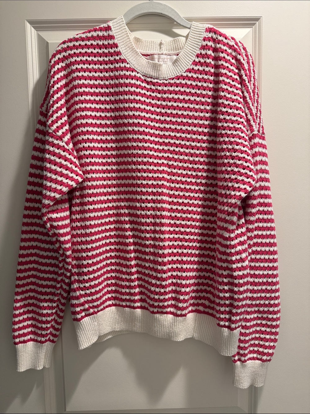 Spiritual Gangster Pink & White Striped Crewneck Sweater
